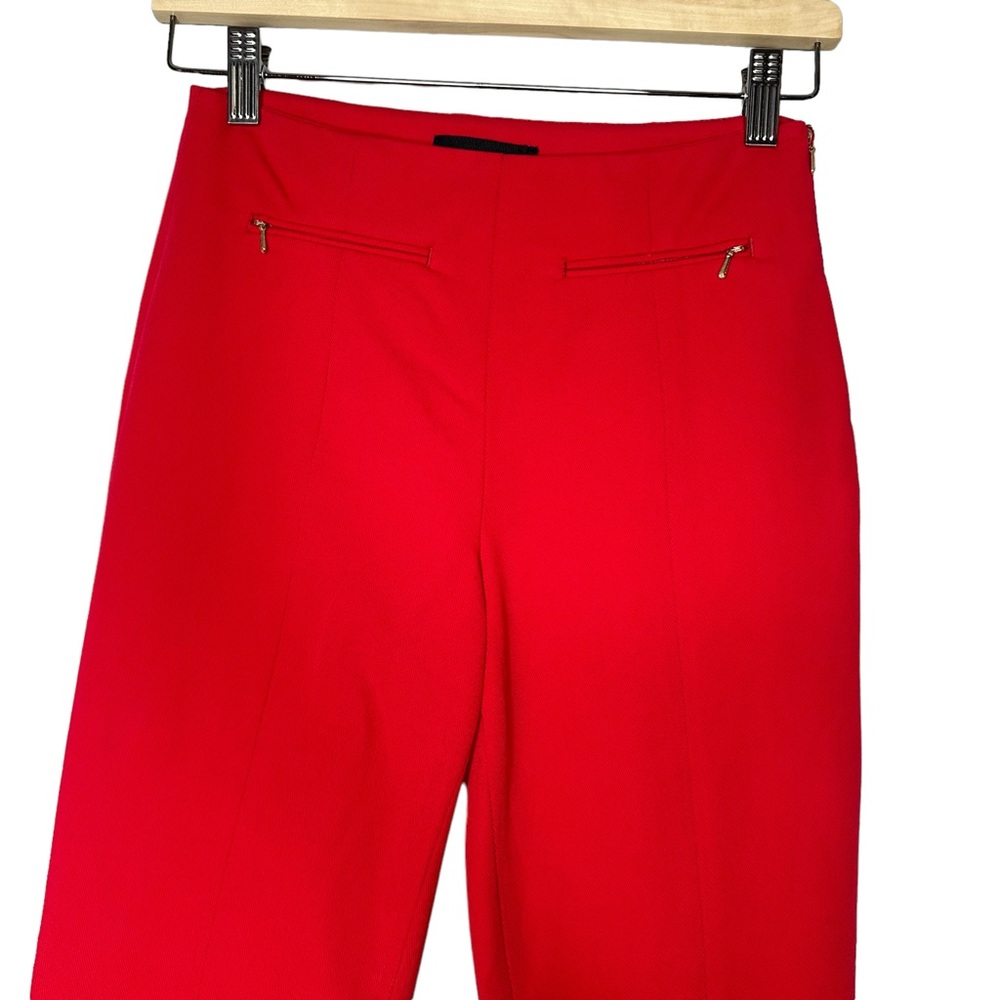 The Script Marcella Luxurious High Waisted Red Ankle Zipper Pants - Picture 4 of 11